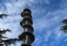 Blick über Smartno, Olivenöl- und Weinverkostung in Goriska Brda Blick-über-Smartno,-Olivenöl--und-Weinverkostung-in-Goriska-Brda-turm