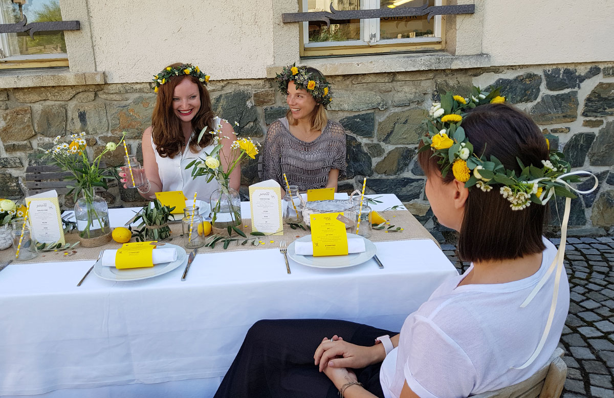 CraftTour Workshop Blumenkränze und Tisch Dekoration langenlois bloggerevent