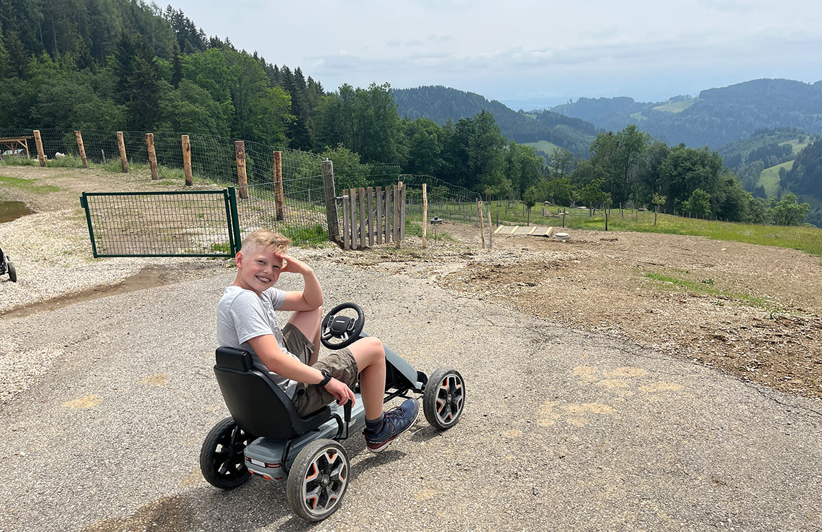 Familienresort-Petschnighof-mit-Bauernhof-in-Diex-lenny-am-auto