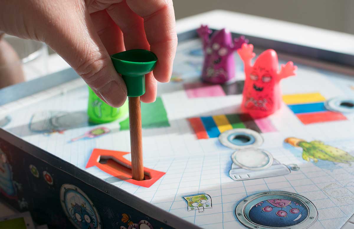 Monster-Pups Spiel von Ravensburger dreh den pömpel um die pupse zu versenken