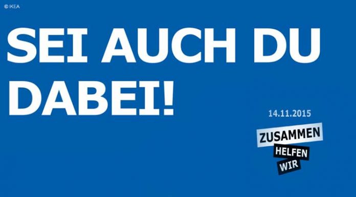 Aktion bei IKEA – mit Sticker Flüchtlinge unterstützen